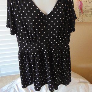 yuuups Women Ladies Plus Size Vintage Polka Dots V Neck Spotted Short Sleeve Black yuuups Women Ladies Plus Size Vintage Polka Dots V Neck Spotted Short Sleeve Black